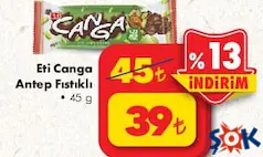 ETİ CANGA ANTEP FISTIKLI ÇİKOLATA 45 G ETİ CANGA ANTEP FISTIKLI ÇİKOLATA 45 G